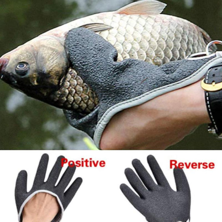 Close-up of magnetic release on anti-puncture fishing glove, easy attachment mechanism