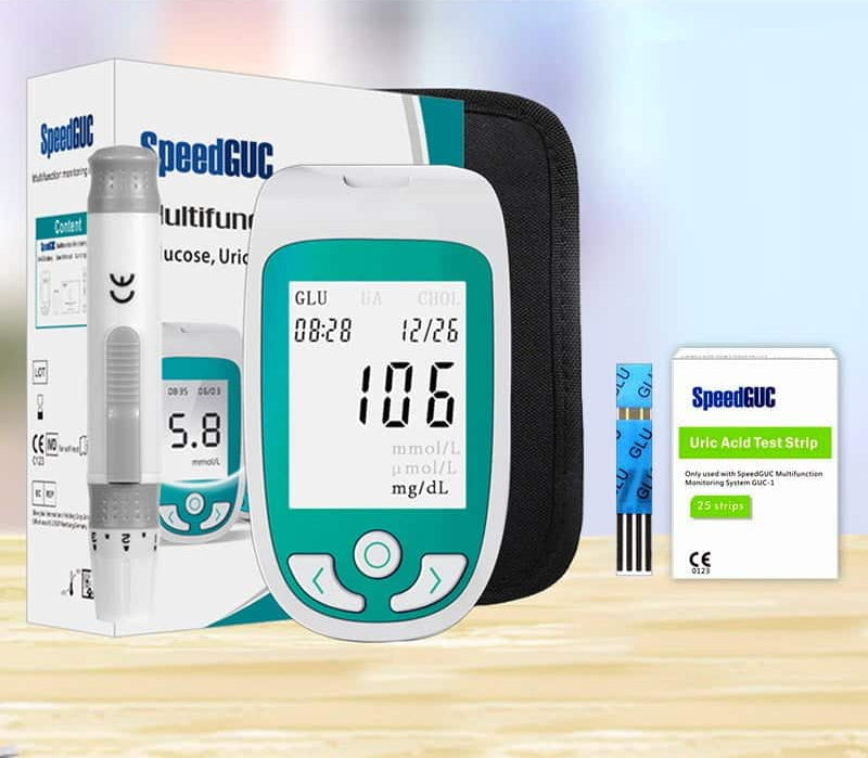Monitor your health: unisex device for cholesterol, glucose, uric acid tests. Essential wellness tracker.