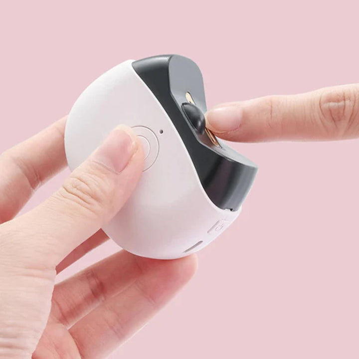 Unisex automatic electric nail clipper with light, gray, for easy nail trimming and personal grooming