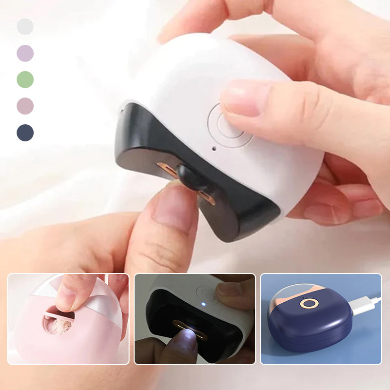 Kids' hands using the safe electric nail clipper with light, making nail trimming fun and easy