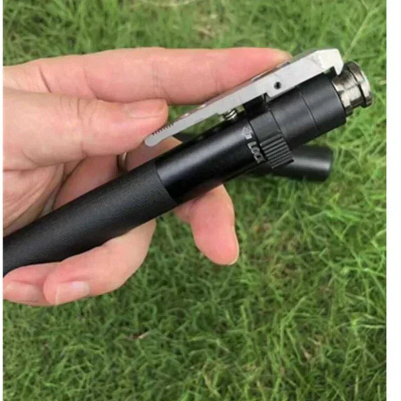 Automatic folding walking cane, durable aluminum, ergonomic grip, perfect for seniors needing portable stability.
