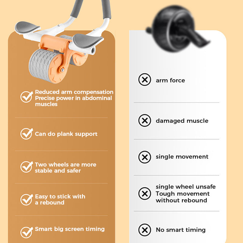Unisex automatic rebound ab roller wheel for core trainer, shown in dynamic use for abdominal exercise
