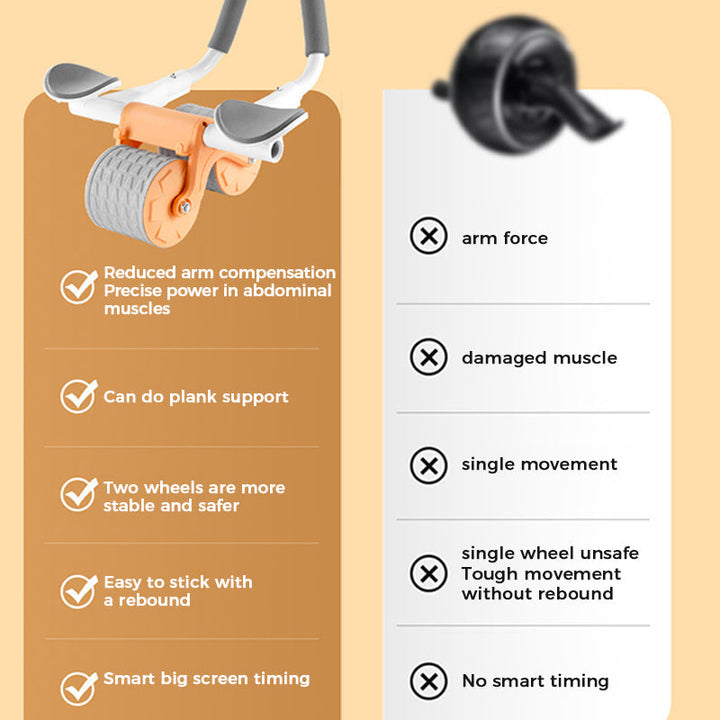 Unisex automatic rebound ab roller wheel for core trainer, shown in dynamic use for abdominal exercise