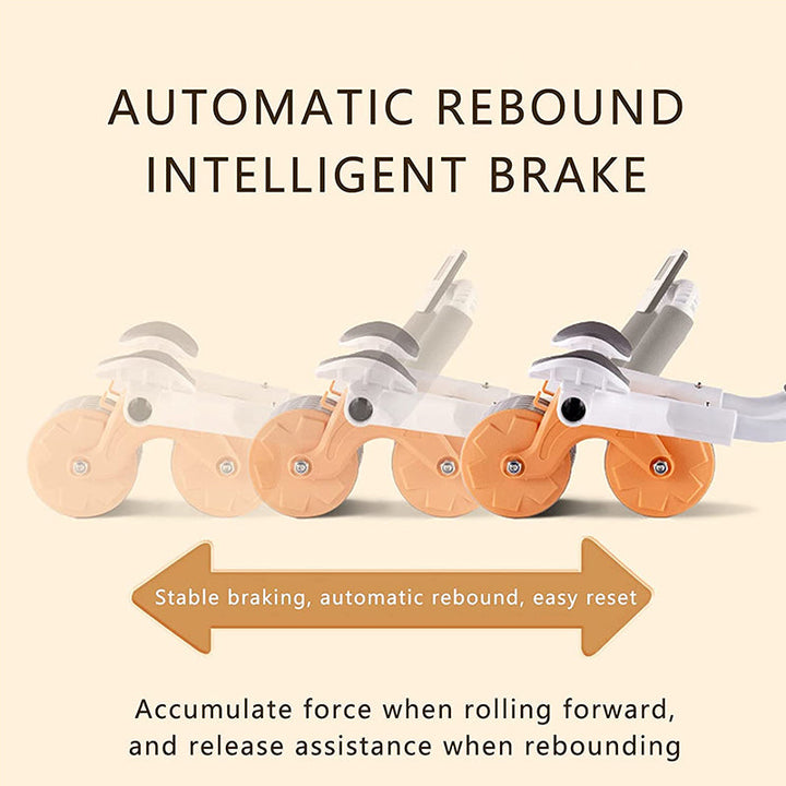 Close-up of the automatic rebound mechanism on the ab roller for effective core workouts