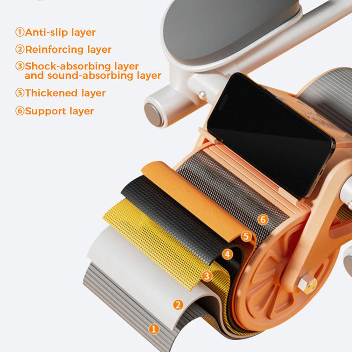 Ab roller with built-in resistance for enhanced strength training and muscle engagement