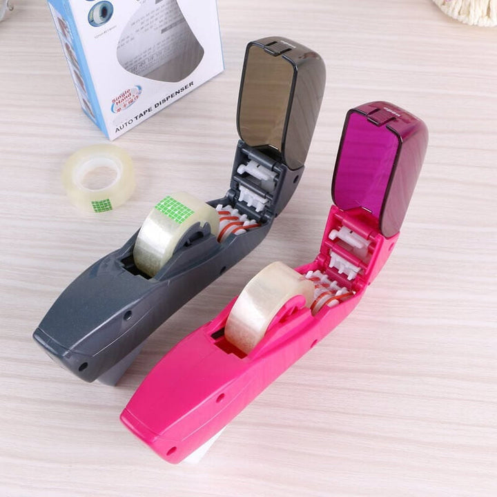 Functional automatic tape dispenser with a protective safety cutter, a smart office solution.