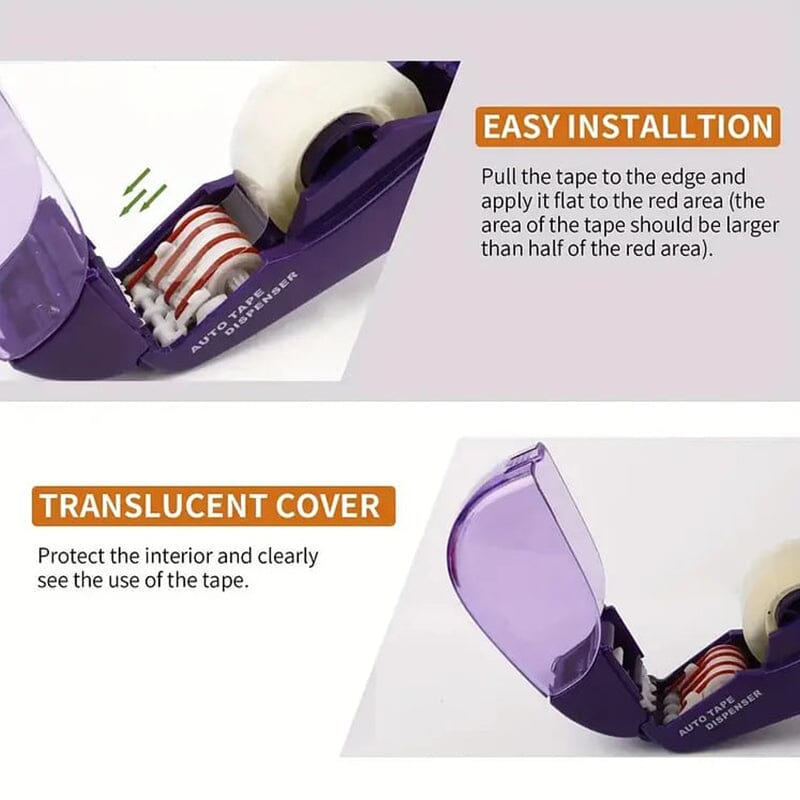 Compact automatic tape dispenser, featuring a safety cutter for easy & safe packaging.