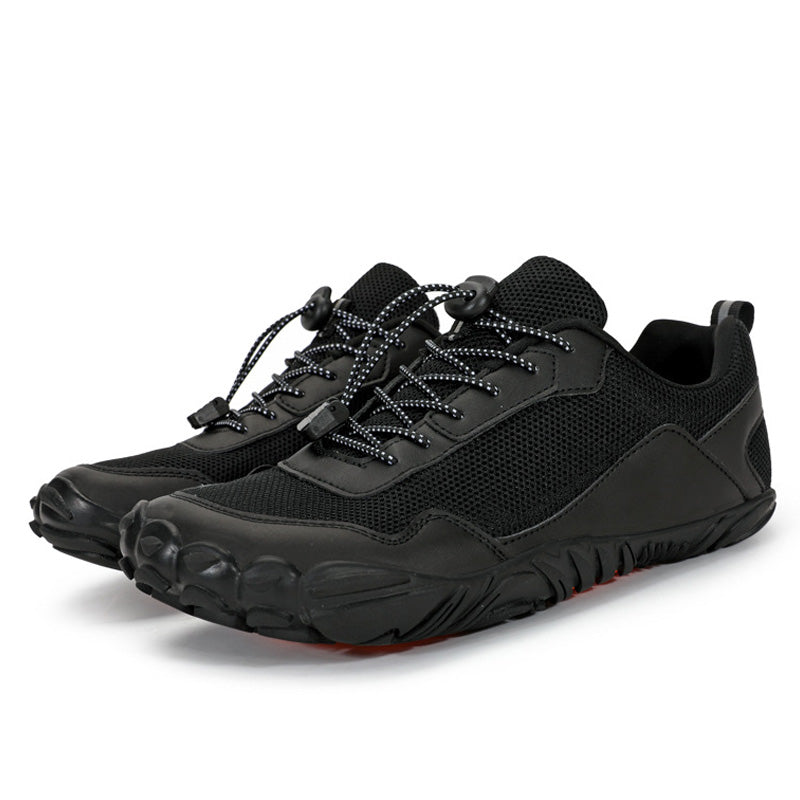 Unisex barefoot orthopedic hiking shoes with wide toe box, natural fit, and flexible sole for outdoor trails.