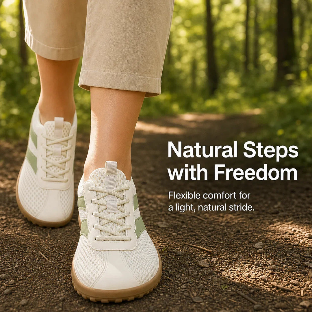 Unisex wide toe box walking shoes, non-slip sole, designed for natural foot health.