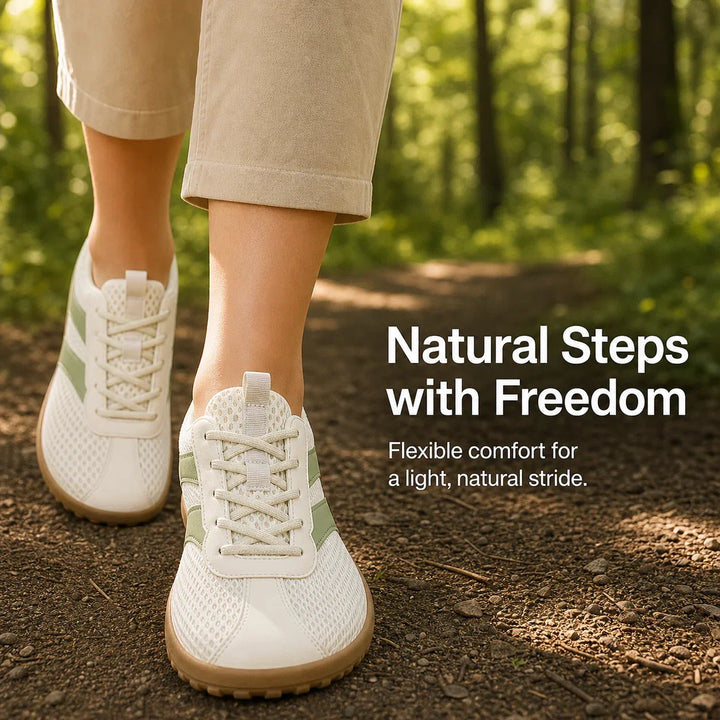 Unisex wide toe box walking shoes, non-slip sole, designed for natural foot health.
