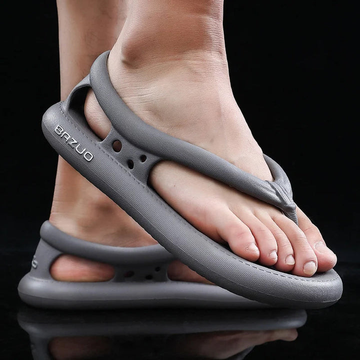 Unisex Beach Pool Slide Sandals in black, front view, non-slip EVA footwear for summer