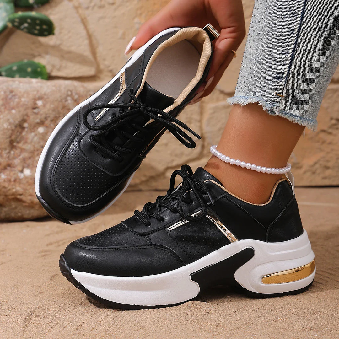 Unisex athletic running shoes in black, highlighting their motion control and comfort for active wear.