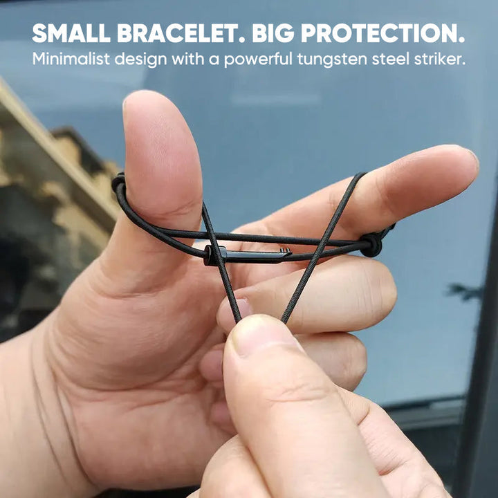 Survival gear: Unisex emergency window breaker bracelet with a metal handcuff key attachment