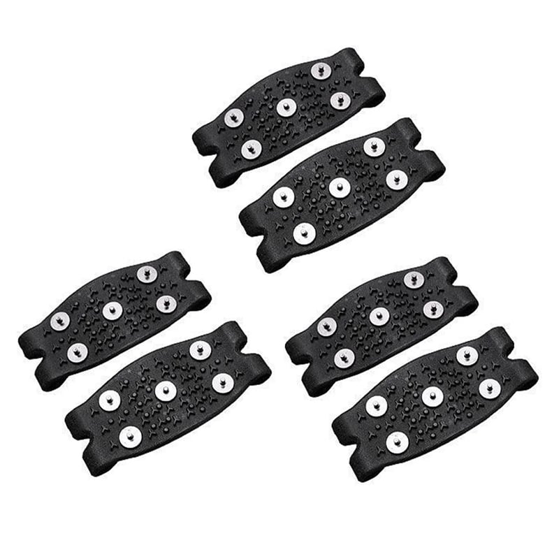 Overhead shot of ice grippers, highlighting the dense pattern of anti-slip spikes