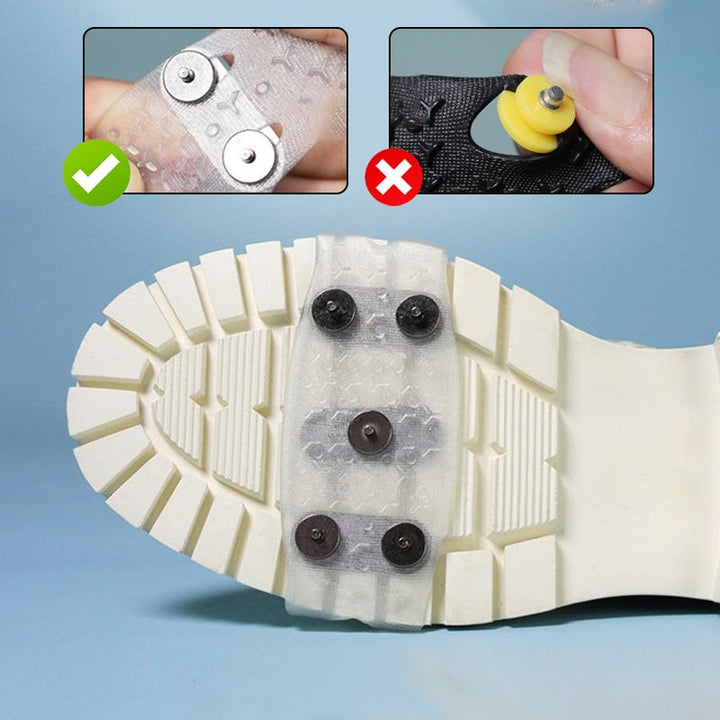 Pair of ice grippers, compact and portable shoe spikes for snow and ice