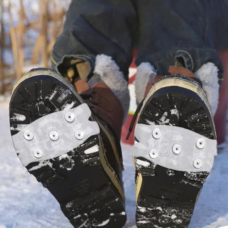Top view of ice gripper spikes, illustrating effective winter traction design for various shoes