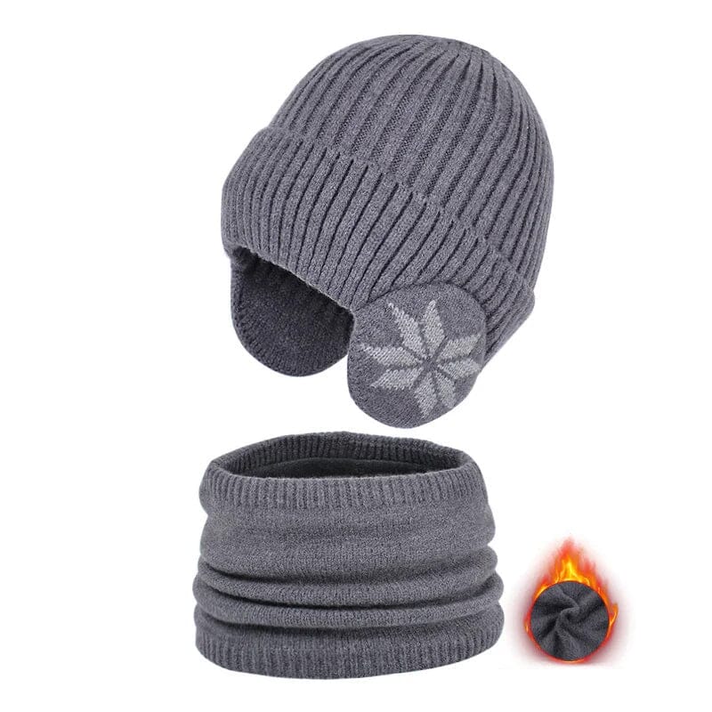 Comfortable unisex knit beanie and scarf set in a neutral tone, ideal for daily winter wear