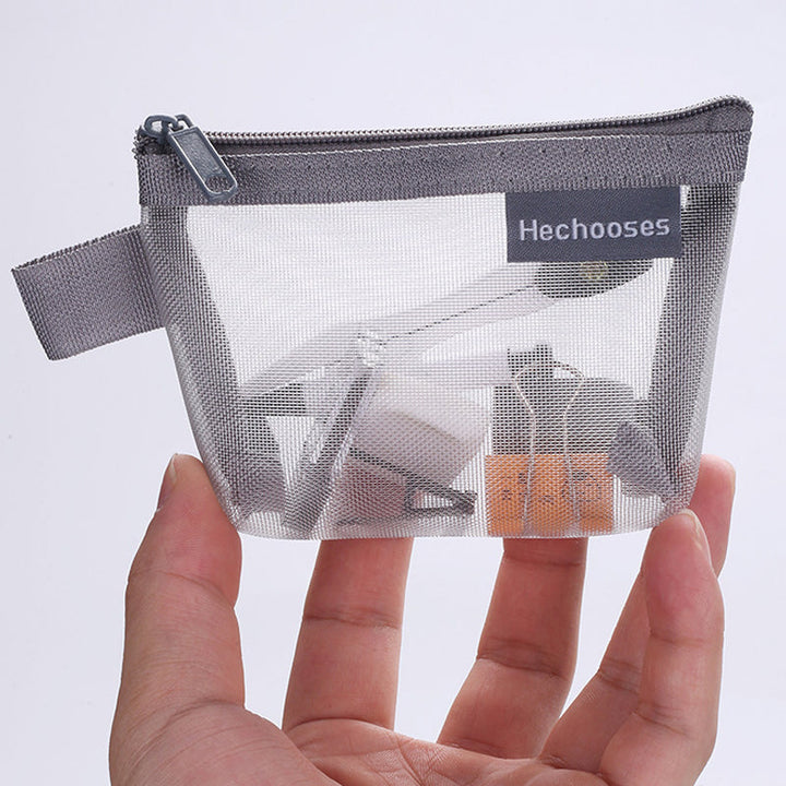 Lightweight mesh storage bag, a practical accessory for keeping small items organized.