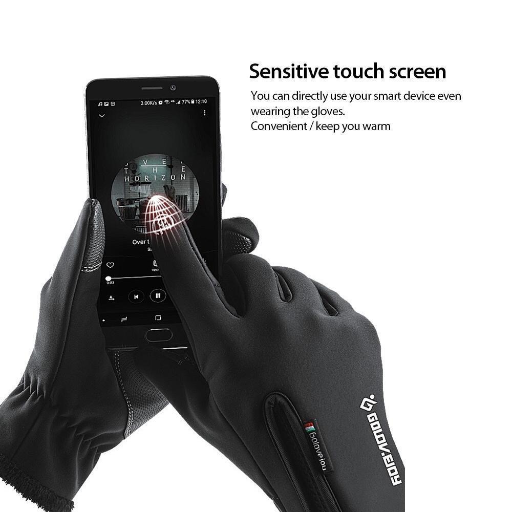 Waterproof and warm unisex gloves with touchscreen capability for outdoor activities