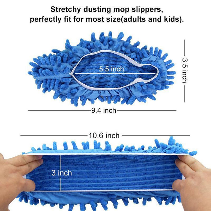 Unisex mop slippers in action, convenient hands-free floor cleaning for quick tidying