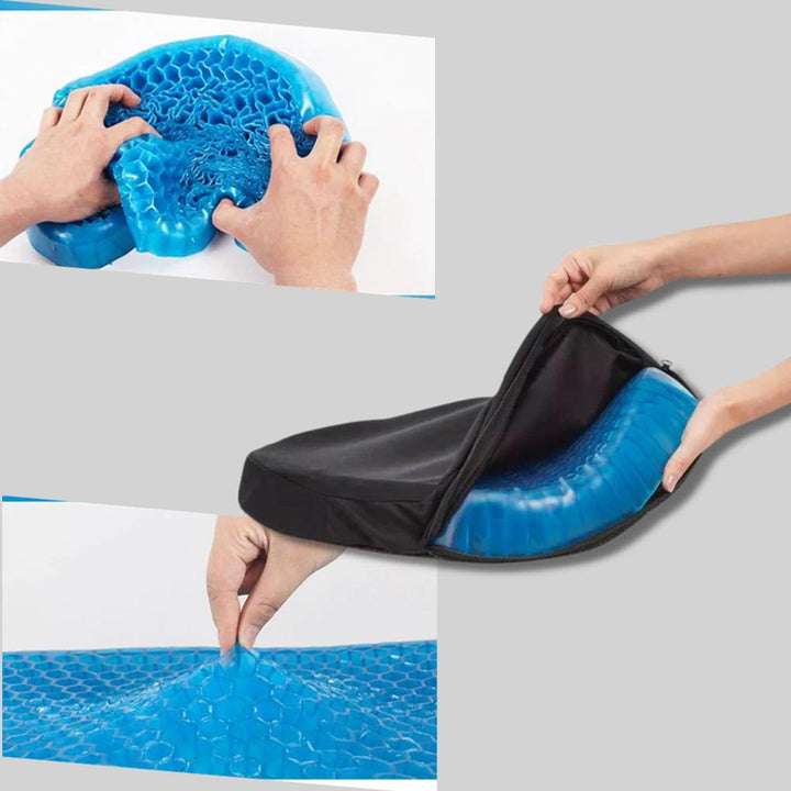 Unisex pressure relief gel cushion for car seats & home office comfort. Ergonomic design.