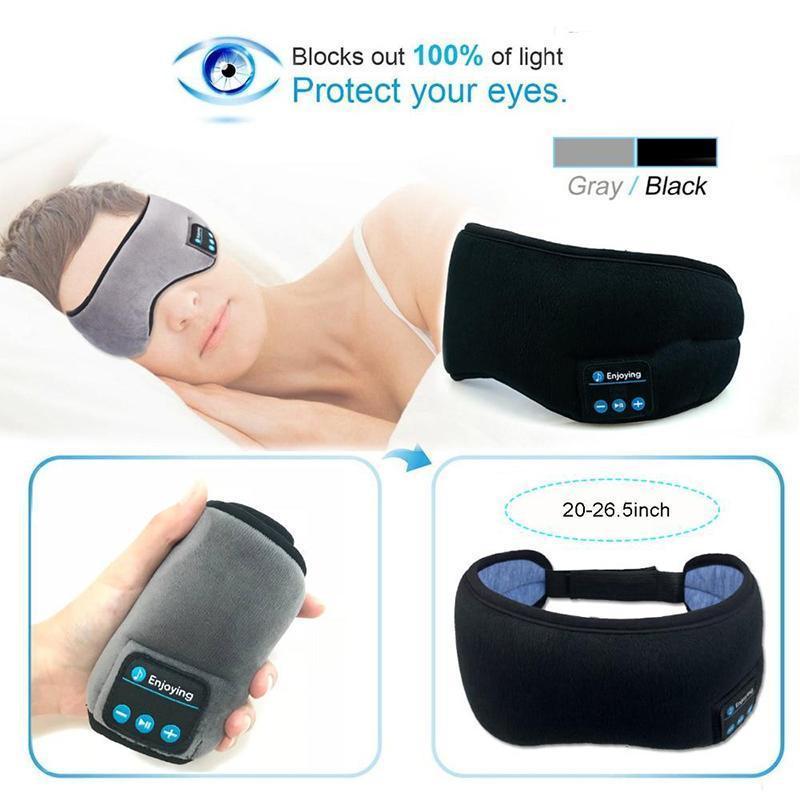 Tech accessory: Gray audio sleep mask, perfect for deep sleep, features integrated wireless headset.