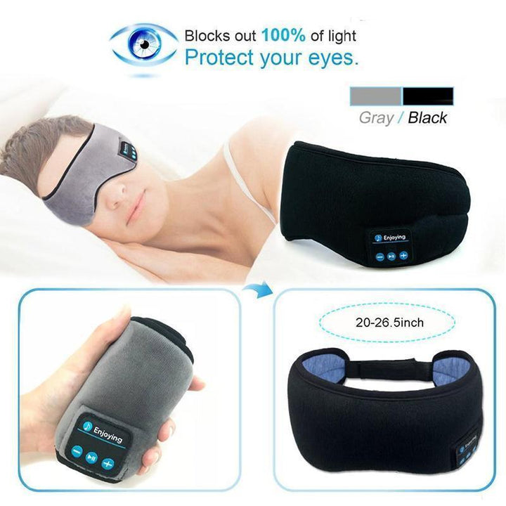 Tech accessory: Gray audio sleep mask, perfect for deep sleep, features integrated wireless headset.