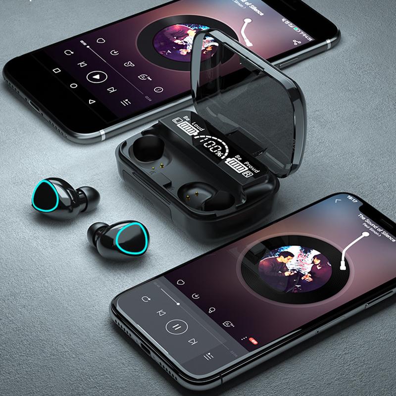 Unisex Bluetooth wireless earbuds, sleek black design, ideal for portable audio and music listening