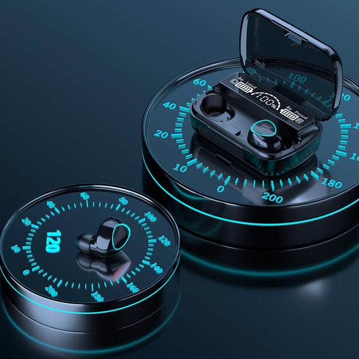 Bluetooth wireless earphones with IPX4 rating, perfect for workouts and outdoor music enjoyment