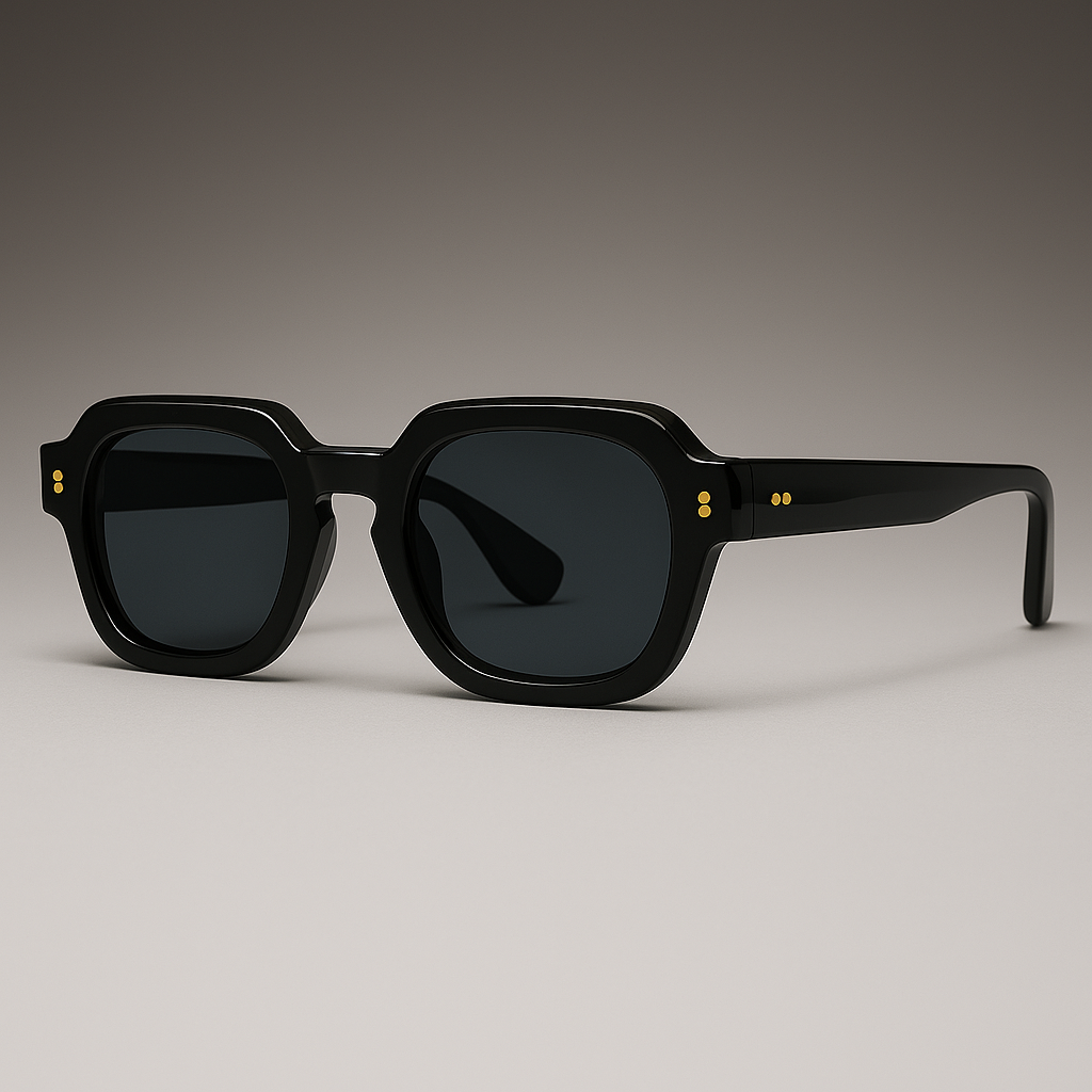 Stylish unisex shades featuring an angular retro design, essential for sunny days and complementing any outfit.