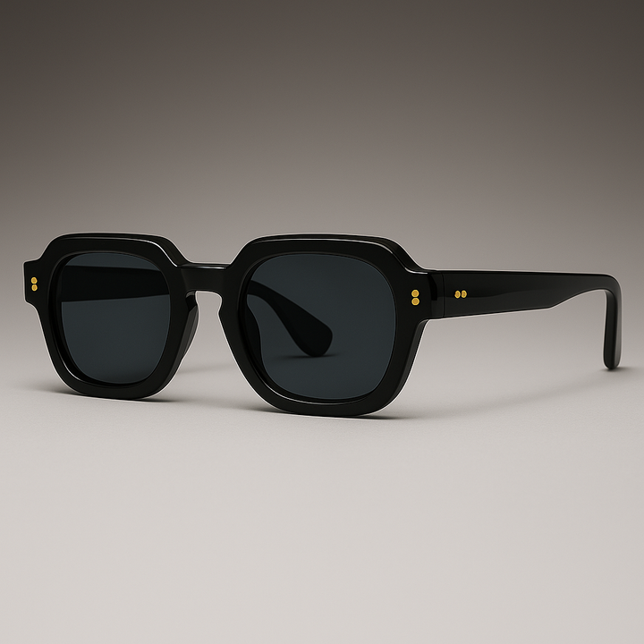 Stylish unisex shades featuring an angular retro design, essential for sunny days and complementing any outfit.