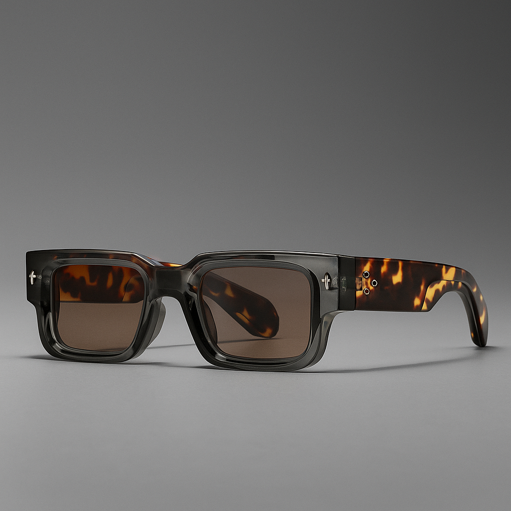 Unisex bold rectangular sunglasses with UV protection in classic black, front view