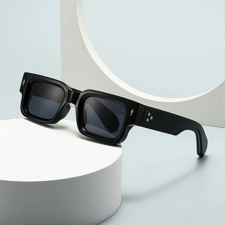 Unisex fashion rectangular sunglasses with full UV protection for eye safety, angled view
