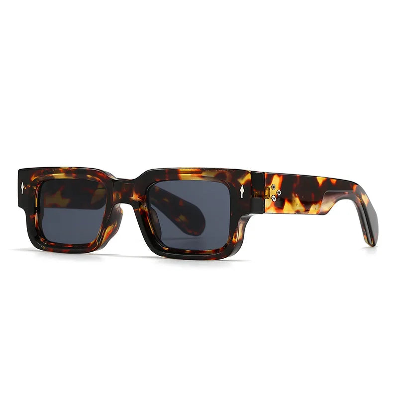 Fashionable unisex rectangular eyewear with bold frames and essential UV protection