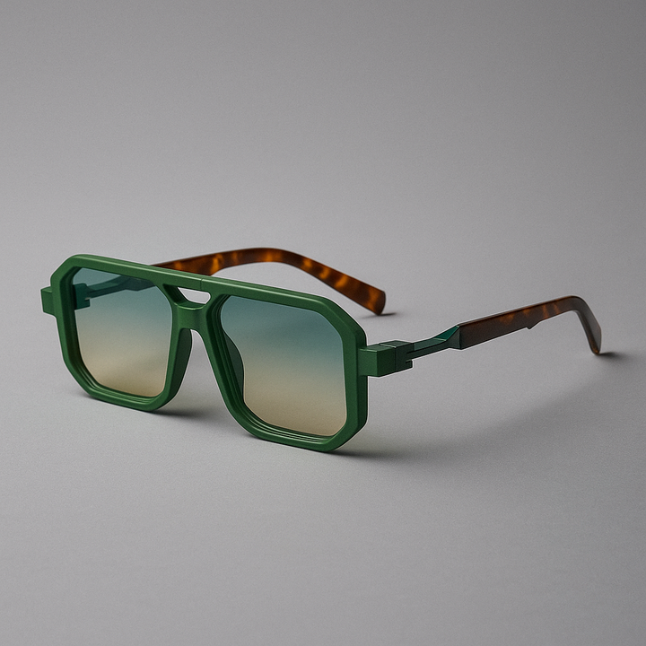 Modern unisex square frame sunglasses with brown gradient lenses & full UV400 sun protection
