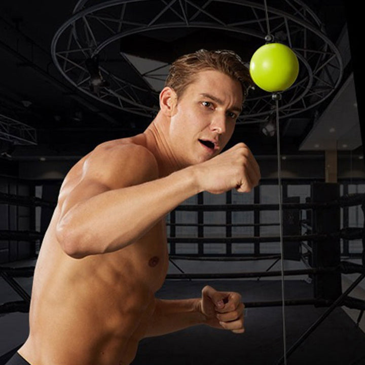 Unisex boxing reflex ball setup, demonstrating its compact design for effective home fitness training
