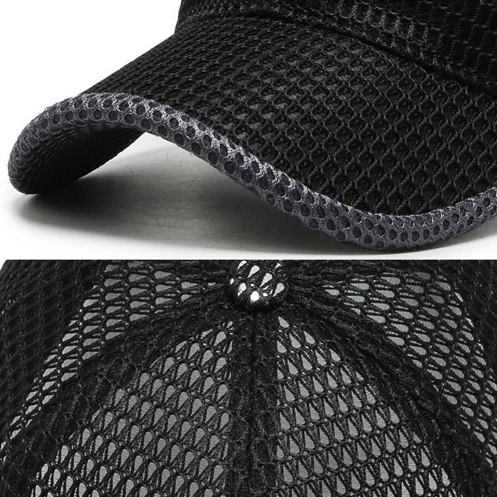 Side view of a unisex quick-dry mesh baseball cap, ideal for golf and outdoor activities