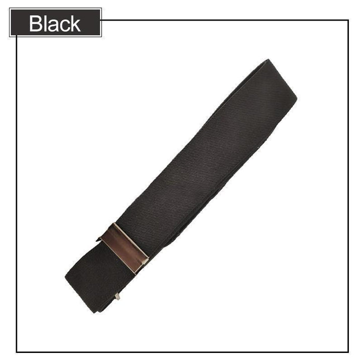 Comfortable elastic belt in a neutral color, buckle-free for a seamless fit under any casual pants or jeans.