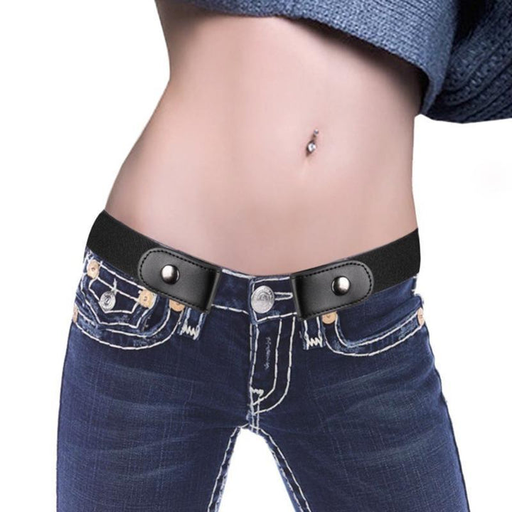 Unisex comfortable elastic belt for jeans, designed to be invisible and buckle-free under clothing.
