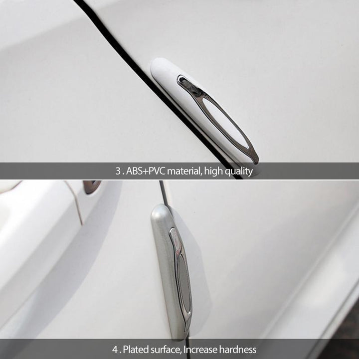 Stylish car door with discreet black protector strips, adding to car styling and door edge protection