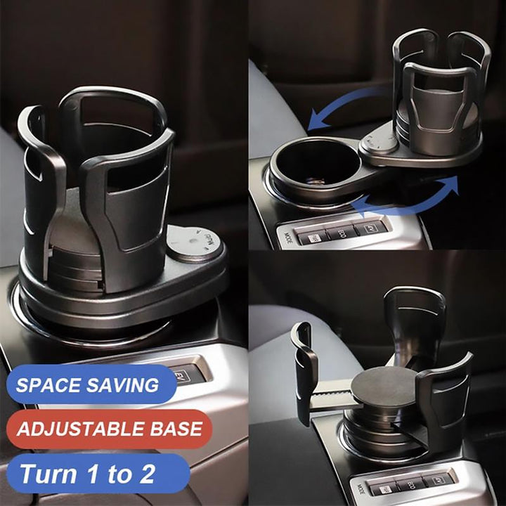 Unisex car dual cup holder expander & organizer for drinks, snacks, and small items, black universal auto accessory