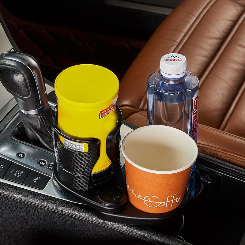 Car interior storage solution: universal dual cup holder expander, black design fits most vehicles, automotive accessory