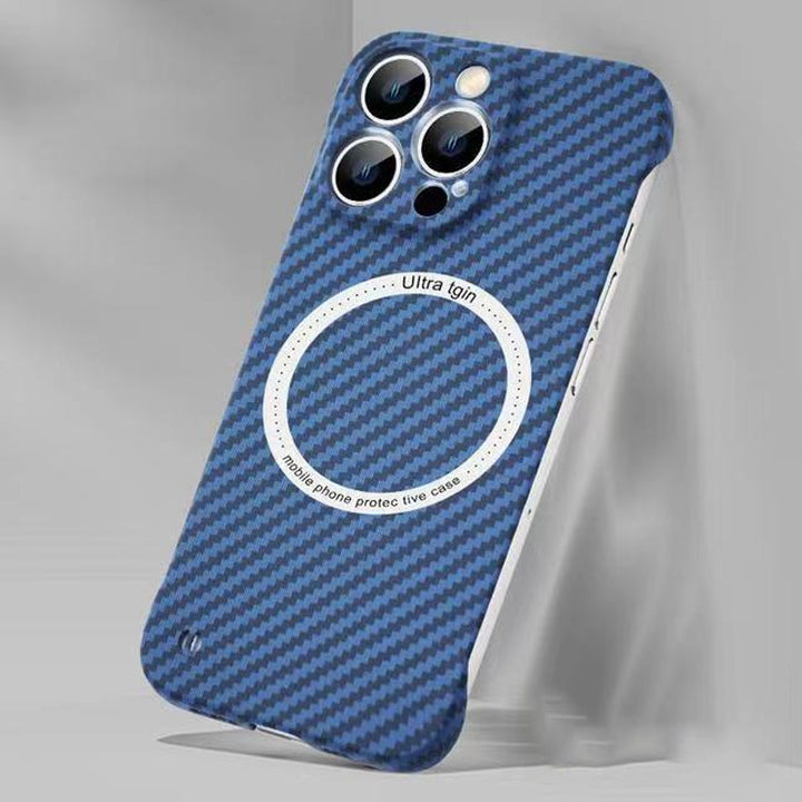 High-quality carbon fiber iPhone case, protective, with magnetic charging support