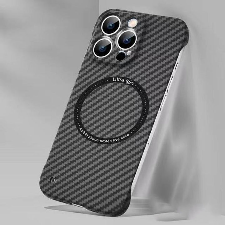 Anti-shock Carbon Fiber Magnetic Charging iPhone Case, sleek phone accessory