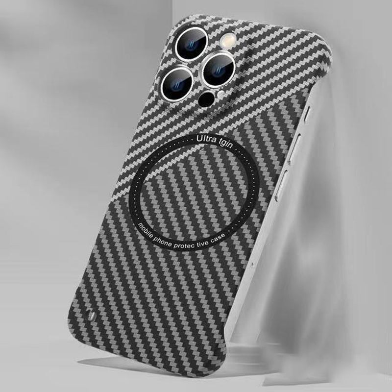 Magnetic Charging iPhone Case, carbon fiber finish, unisex and protective