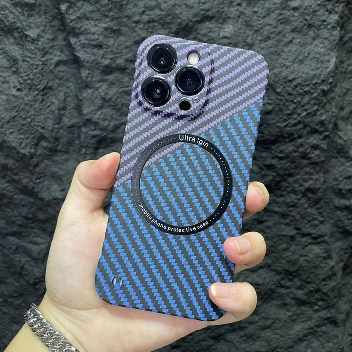 Slim Carbon Fiber Magnetic Charging iPhone Case, frameless, shockproof accessory