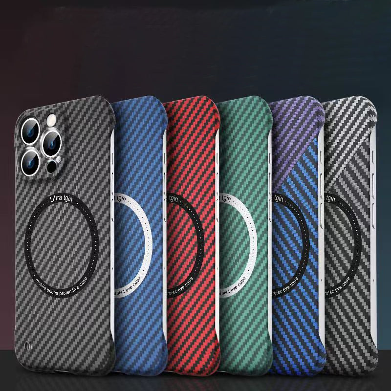 Stylish Unisex Carbon Fiber Texture iPhone Case for magnetic charging