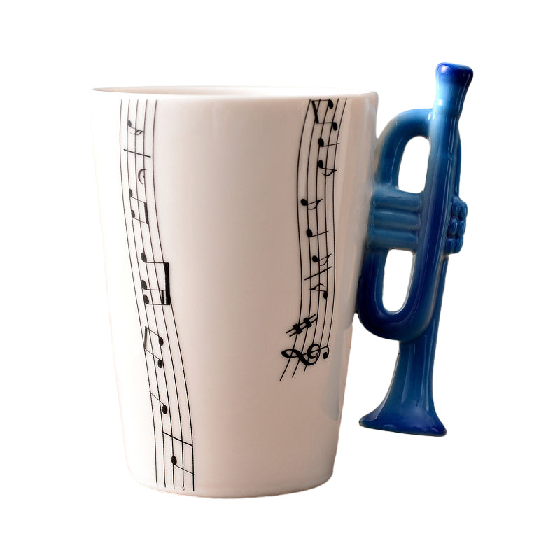 Unique musical instrument handle mug, ceramic drinkware perfect for any music enthusiast's collection