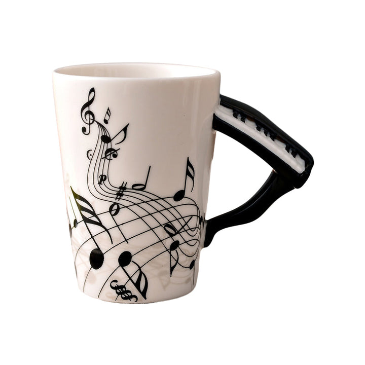 Elegant piano key handle ceramic mug, 12 oz capacity, a thoughtful gift for piano teachers & students