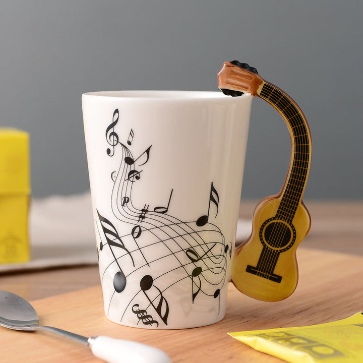 Novelty musical instrument handle ceramic mug, 12oz, a perfect and unique gift for any music enthusiast